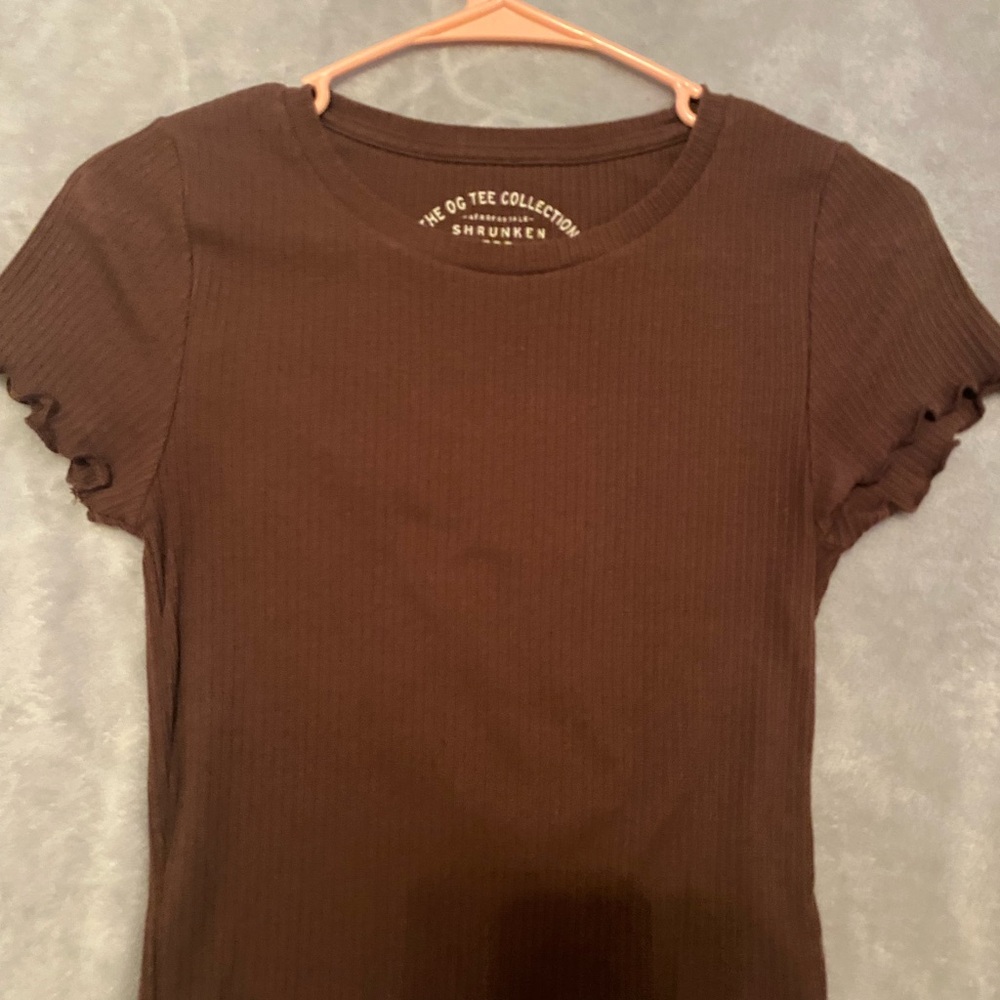 aeropostale shrunken tee brown top
